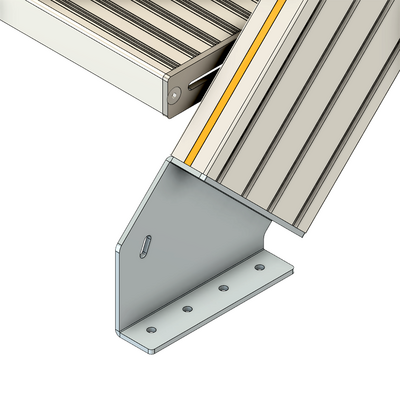 43-445-0 ALUMINUM PROFILE STAIR PART<br>45 DEGREE CONNECTION 45MM X 180MM STAIR STRINGER